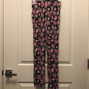 H&M Divided Pink Black Floral Lightweight Pants 32 / 2 XS
